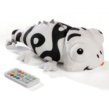 Peluche sensorial luminoso y sonoro Camaleón