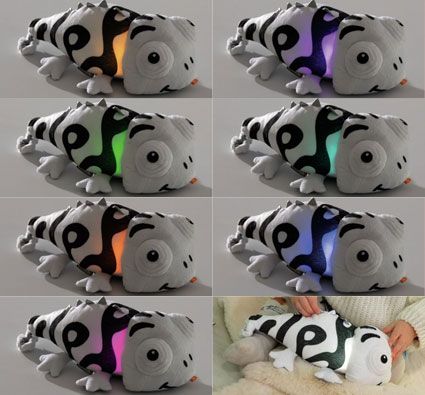 Peluche sensorial luminoso y sonoro Camaleón