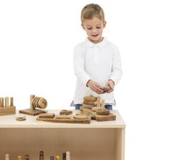 Encaje apilable 3 formas básicas madera natural