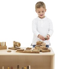 Encaje apilable 3 formas básicas madera natural