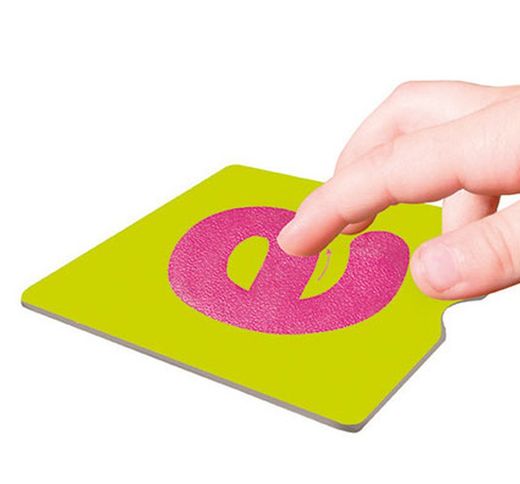 Fichas táctiles sobre las letras y los signos de puntuación