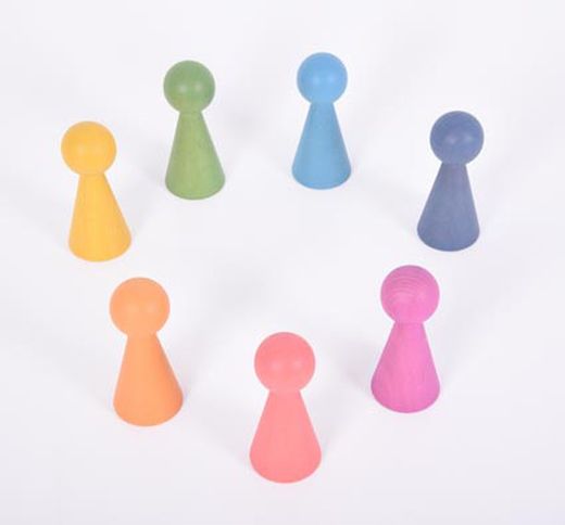 Figuras de madera arcoíris