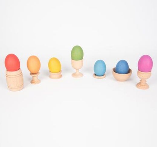 Huevos de madera arcoíris