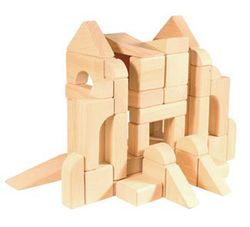 Juego de construcción infantil de madera natural