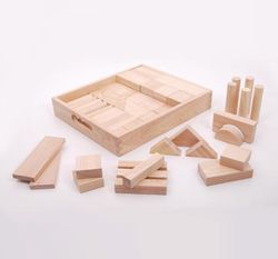 Juego de construcción infantil de madera natural