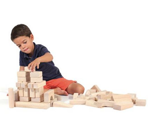 Juego de construcción infantil de madera natural