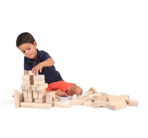 Juego de construcción infantil de madera natural