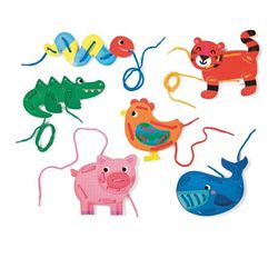 Juego para enhebrar en madera animales