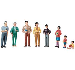 La familia asiática de plastico