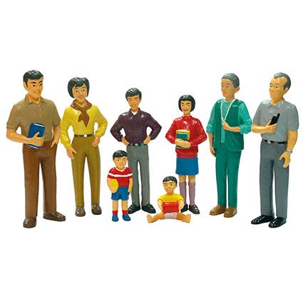 La familia asiática de plastico