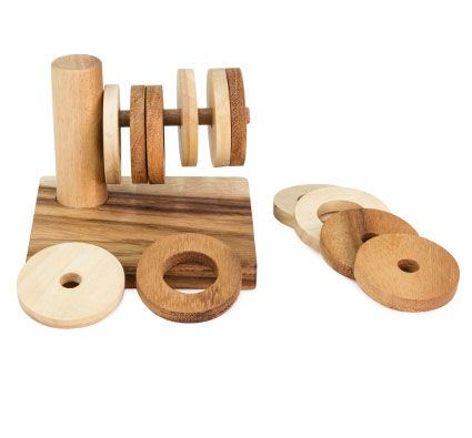 Los anillos insertables horizontal madera natural