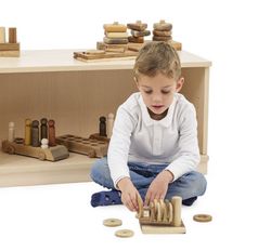 Los anillos insertables horizontal madera natural