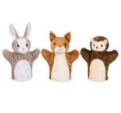 Marionetas de mano ardilla, conejo y erizo