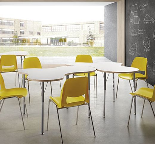 Mesa up & down forma trebol 120 x 100. regulable en altura