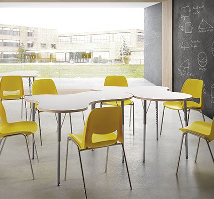 Mesa up & down forma trebol 120 x 100. regulable en altura