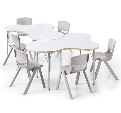Mesa up & down forma trebol 120 x 100. regulable en altura