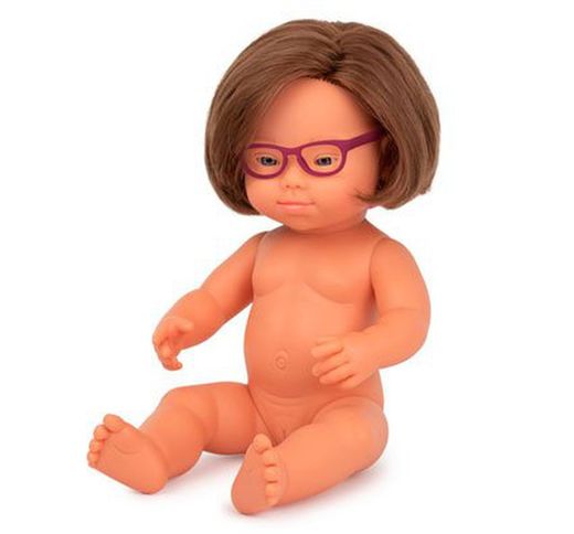 Muñeca europea con gafas de 38cm