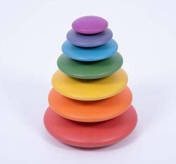 Piedras sensoriales de madera arcoíris