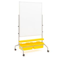 Pizarra blanca con pie fija imantada para rotulador y con cubetas 75x100cm