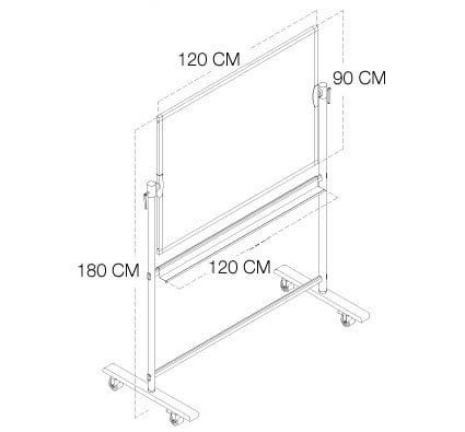 Pizarra blanca con pie y ruedas imantada para rotulador120x90cm