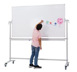 Pizarra blanca con pie y ruedas imantada para rotulador