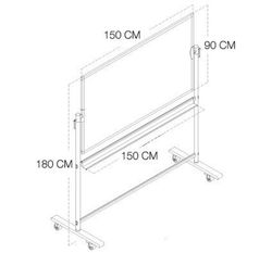 Pizarra blanca con pie y ruedas imantada para rotulador