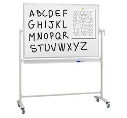 Pizarra blanca con pie y ruedas imantada para rotulador