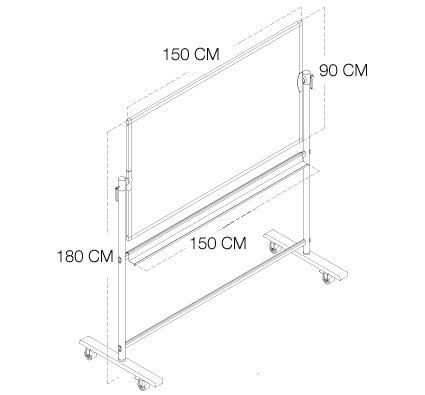 Pizarra blanca con pie y ruedas imantada para rotulador