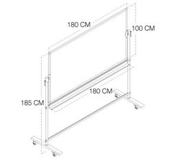 Pizarra blanca con pie y ruedas imantada para rotulador180x100cm