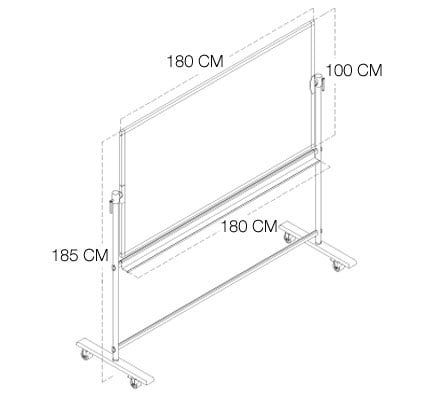 Pizarra blanca con pie y ruedas imantada para rotulador180x100cm