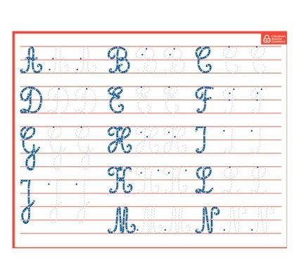 Pizarra de escritura letras mayúsculas cursivas