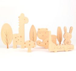 Puzzle de madera natural animalitos