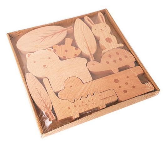 Puzzle de madera natural animalitos