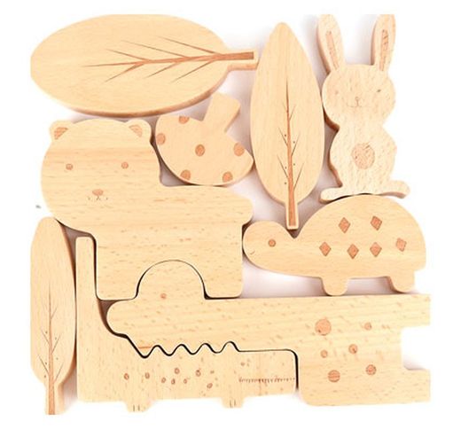 Puzzle de madera natural animalitos