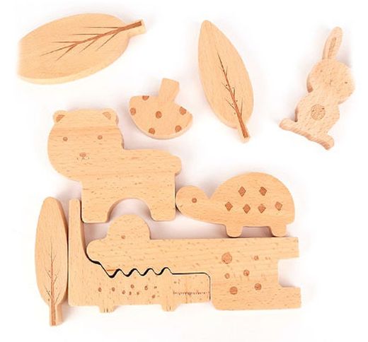 Puzzle de madera natural animalitos