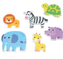 Puzzles progresivo los animales salvajes