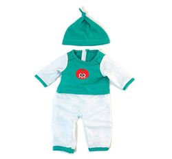 Ropa Pijama invierno verde rayas para muñeco 38 cm