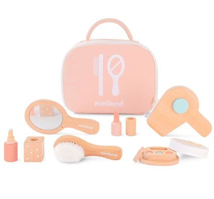 Set de belleza de madera para muñecos