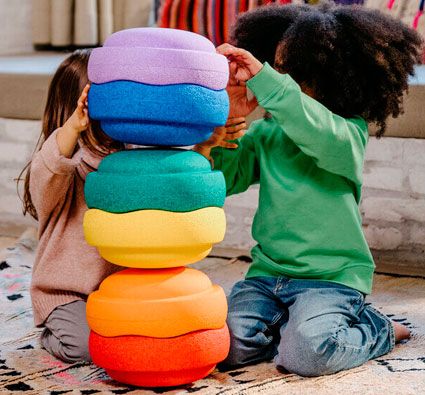 Stapelstein Arcoíris Bloques de movimiento y plataforma de equilibrio 7 piezas
