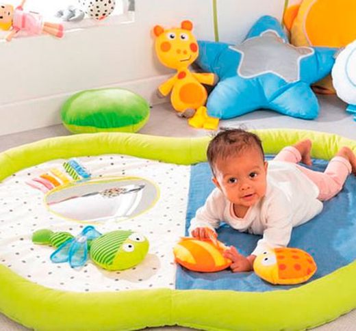 Tapiz de estimulación 3d la manzana y 3 muñecos de peluche