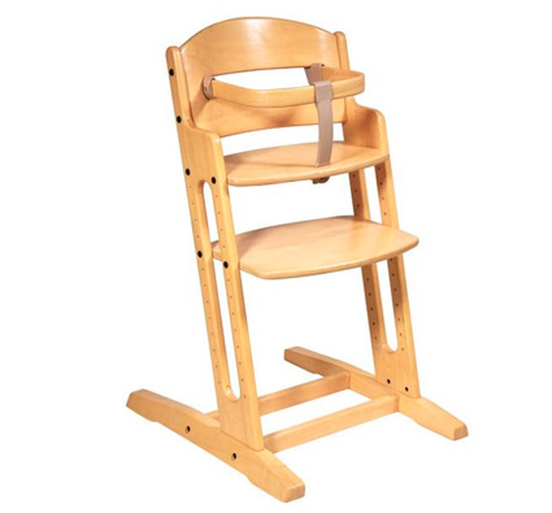 Ezebaby Trona de madera de haya para niños, silla de profesor de 6 niveles  de altura regulable, estable y segura hasta 90 kg para niños y adultos  (Color madera con cojín) 