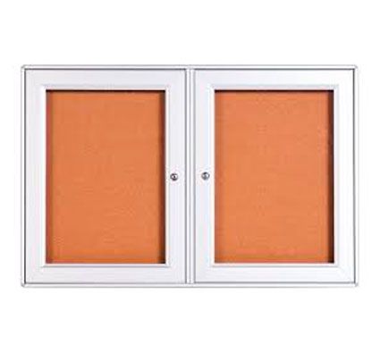 Vitrina tablero de anuncios de 138x99cm para pared con dos puertas e interior de corcho